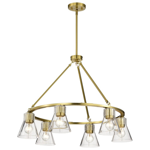 SATCO/NUVO Gianna 6-Light Chandelier Vintage Brass Finish Clear Glass (60-8345)