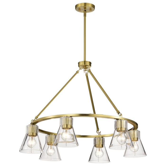 SATCO/NUVO Gianna 6-Light Chandelier Vintage Brass Finish Clear Glass (60-8345)