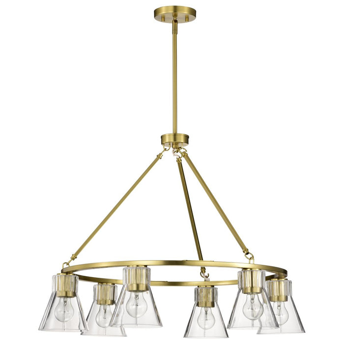 SATCO/NUVO Gianna 6-Light Chandelier Vintage Brass Finish Clear Glass (60-8345)
