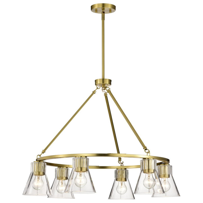 SATCO/NUVO Gianna 6-Light Chandelier Vintage Brass Finish Clear Glass (60-8345)
