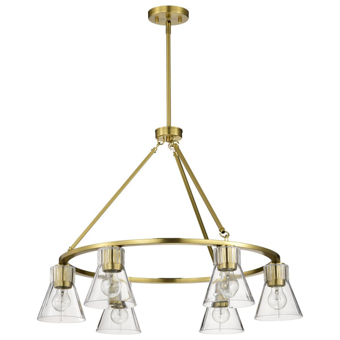 SATCO/NUVO Gianna 6-Light Chandelier Vintage Brass Finish Clear Glass (60-8345)