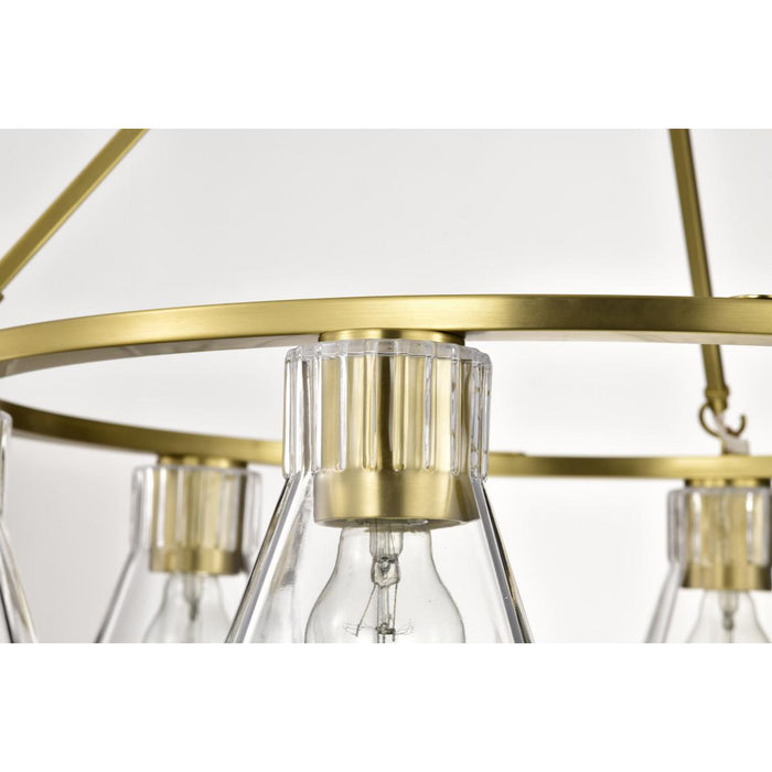 SATCO/NUVO Gianna 6-Light Chandelier Vintage Brass Finish Clear Glass (60-8345)