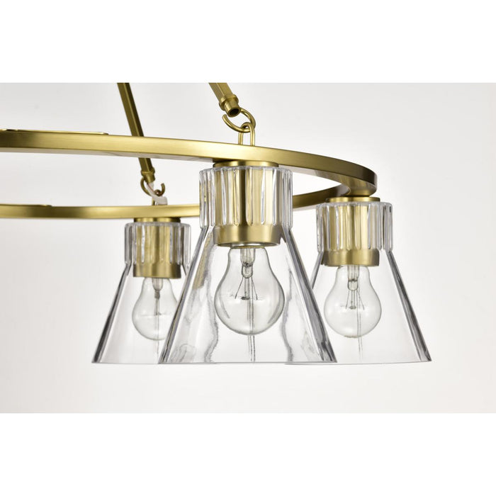SATCO/NUVO Gianna 6-Light Chandelier Vintage Brass Finish Clear Glass (60-8345)
