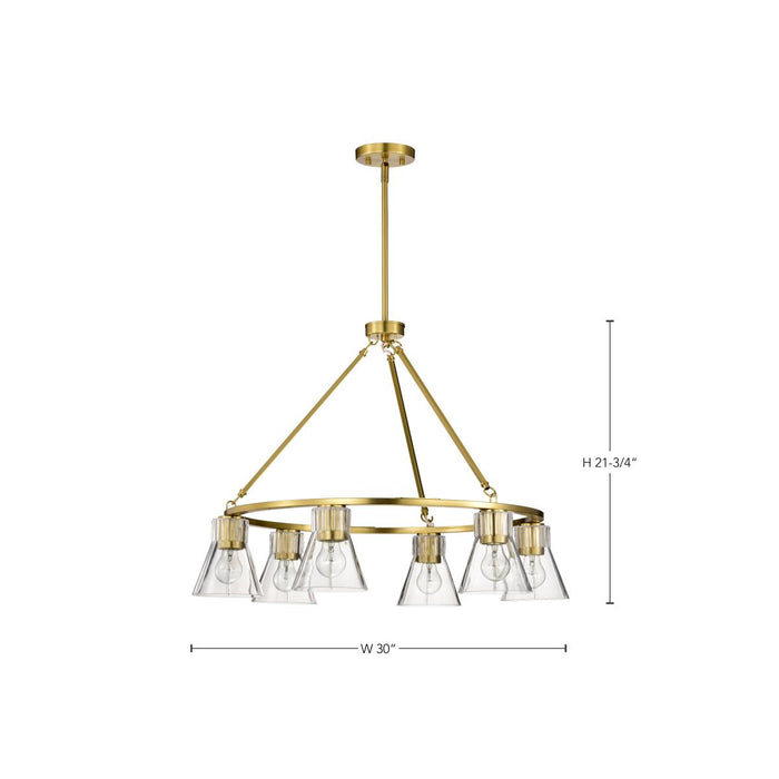 SATCO/NUVO Gianna 6-Light Chandelier Vintage Brass Finish Clear Glass (60-8345)