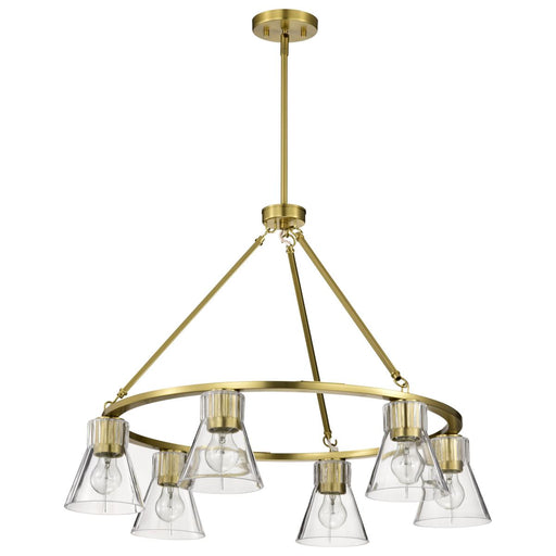 SATCO/NUVO Gianna 6-Light Chandelier Vintage Brass Finish Clear Glass (60-8345)