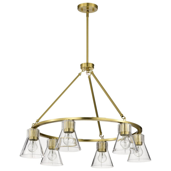 SATCO/NUVO Gianna 6-Light Chandelier Vintage Brass Finish Clear Glass (60-8345)