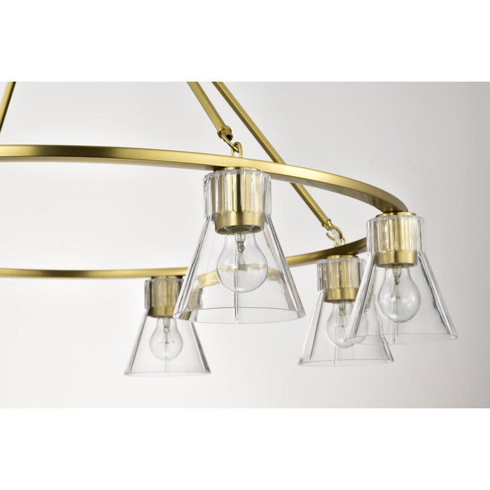 SATCO/NUVO Gianna 8-Light Chandelier Vintage Brass Finish Clear Glass (60-8346)