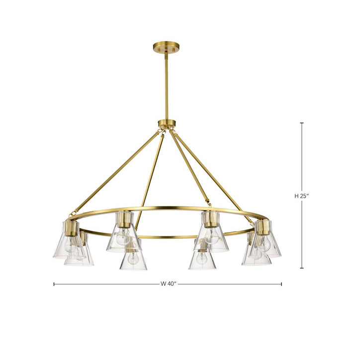 SATCO/NUVO Gianna 8-Light Chandelier Vintage Brass Finish Clear Glass (60-8346)