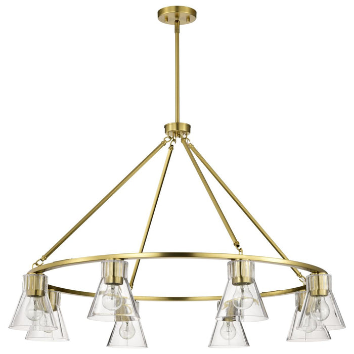 SATCO/NUVO Gianna 8-Light Chandelier Vintage Brass Finish Clear Glass (60-8346)