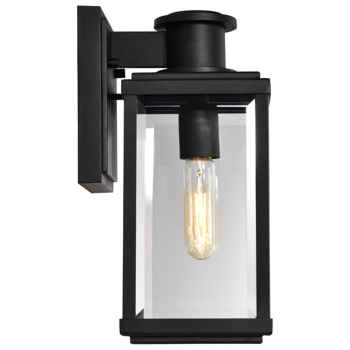 SATCO/NUVO Luca Small Outdoor Lantern Sand Black Finish Clear Beveled Glass (60-8510)