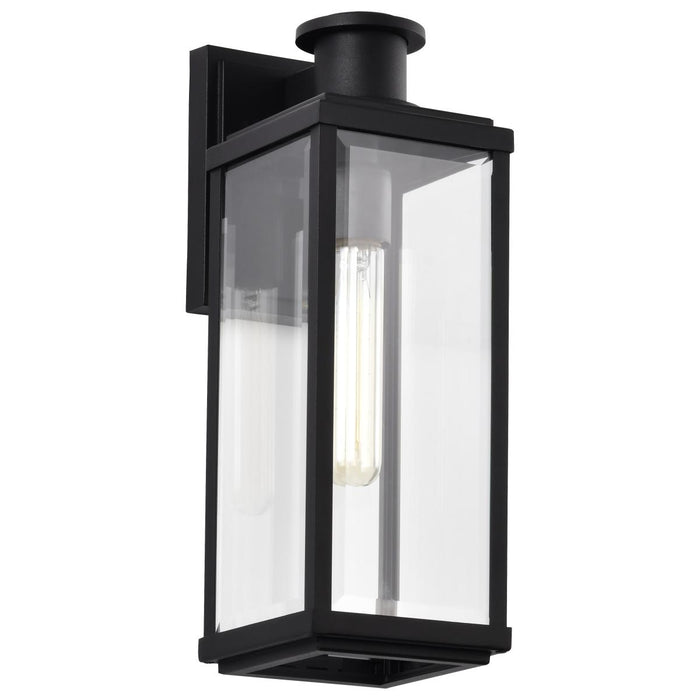 SATCO/NUVO Luca Medium Outdoor Lantern Sand Black Finish Clear Beveled Glass (60-8511)