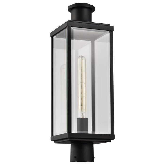 SATCO/NUVO Luca Outdoor Post Lantern Sand Black Finish Clear Beveled Glass (60-8513)