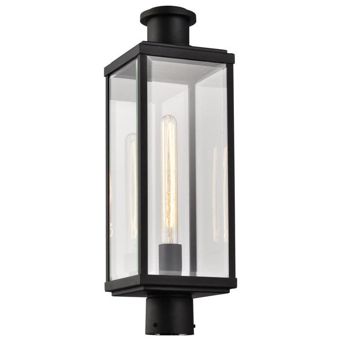 SATCO/NUVO Luca Outdoor Post Lantern Sand Black Finish Clear Beveled Glass (60-8513)