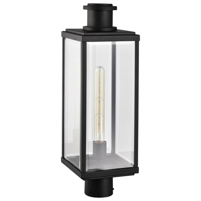 SATCO/NUVO Luca Outdoor Post Lantern Sand Black Finish Clear Beveled Glass (60-8513)