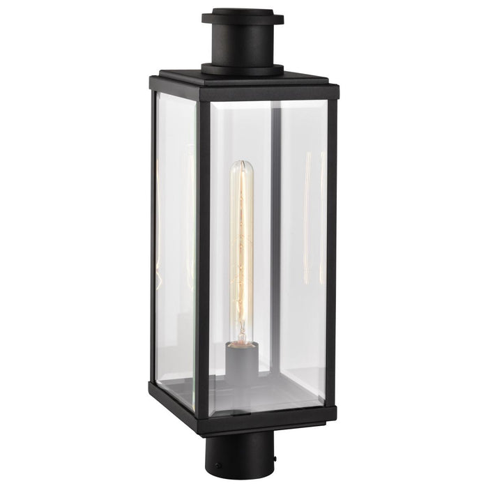 SATCO/NUVO Luca Outdoor Post Lantern Sand Black Finish Clear Beveled Glass (60-8513)