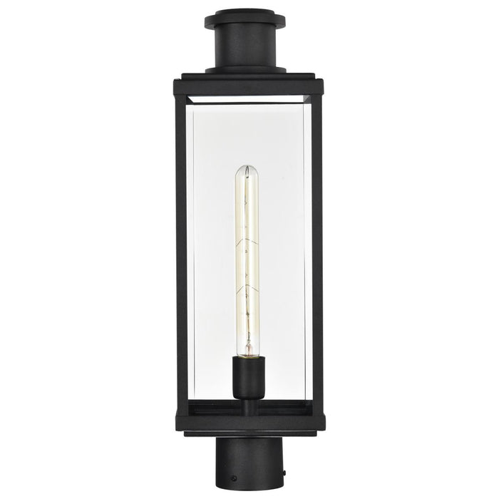SATCO/NUVO Luca Outdoor Post Lantern Sand Black Finish Clear Beveled Glass (60-8513)