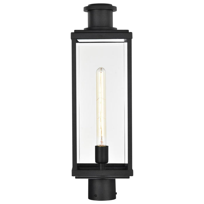 SATCO/NUVO Luca Outdoor Post Lantern Sand Black Finish Clear Beveled Glass (60-8513)