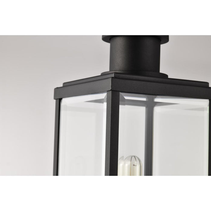 SATCO/NUVO Luca Outdoor Post Lantern Sand Black Finish Clear Beveled Glass (60-8513)