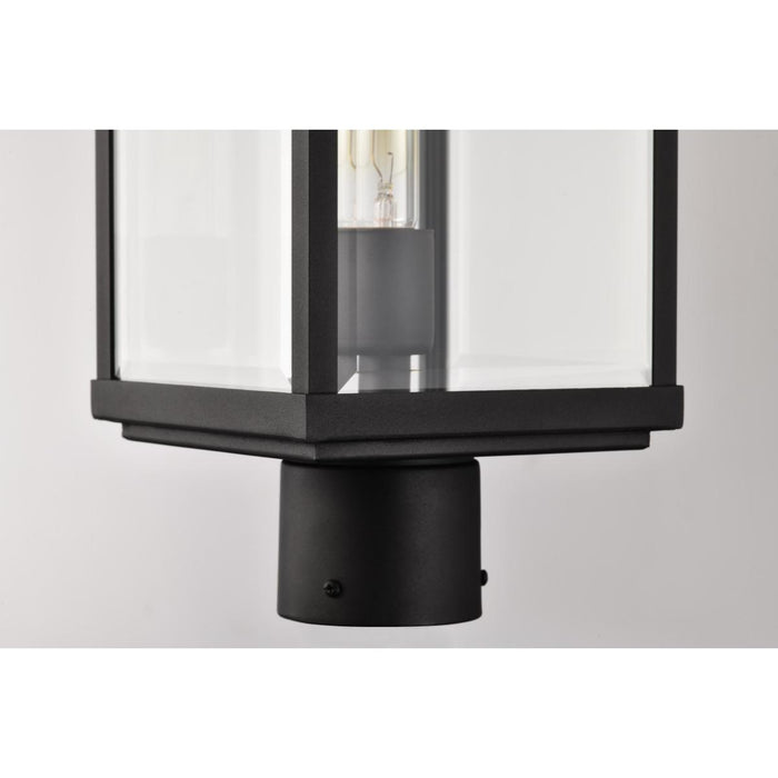 SATCO/NUVO Luca Outdoor Post Lantern Sand Black Finish Clear Beveled Glass (60-8513)