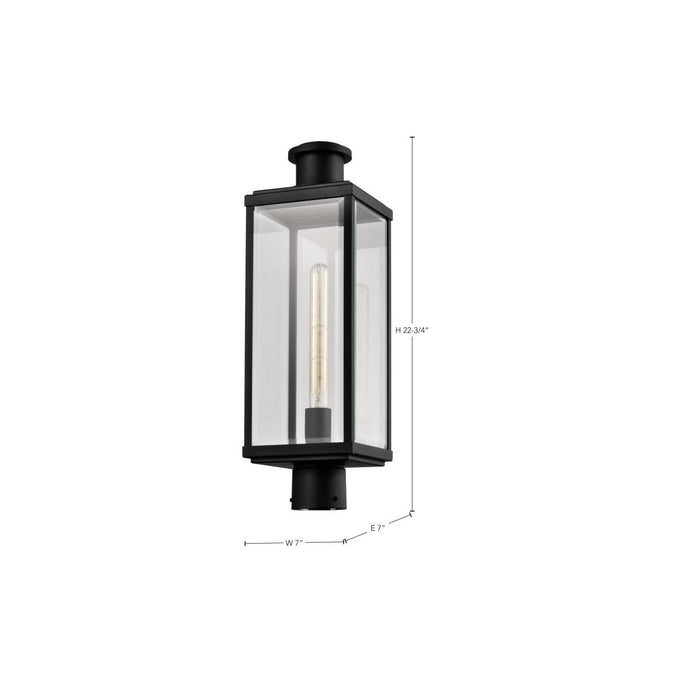 SATCO/NUVO Luca Outdoor Post Lantern Sand Black Finish Clear Beveled Glass (60-8513)