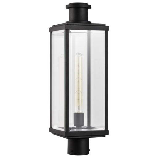 SATCO/NUVO Luca Outdoor Post Lantern Sand Black Finish Clear Beveled Glass (60-8513)