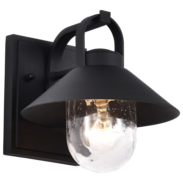 SATCO/NUVO Ridge Small Outdoor Lantern Black Finish Clear Seeded Glass (60-8540)