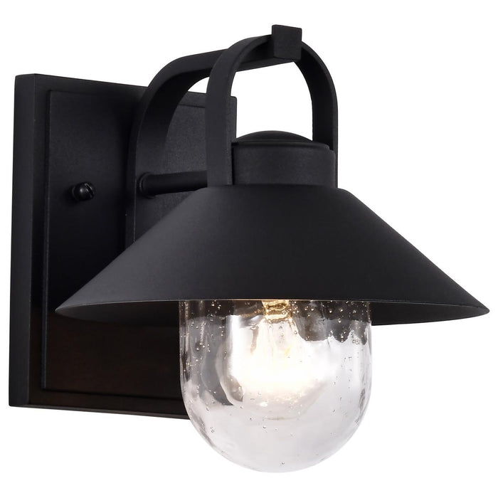 SATCO/NUVO Ridge Small Outdoor Lantern Black Finish Clear Seeded Glass (60-8540)
