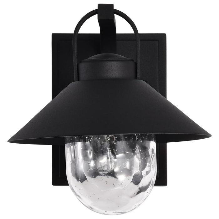 SATCO/NUVO Ridge Small Outdoor Lantern Black Finish Clear Seeded Glass (60-8540)