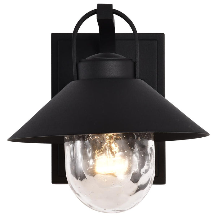 SATCO/NUVO Ridge Small Outdoor Lantern Black Finish Clear Seeded Glass (60-8540)