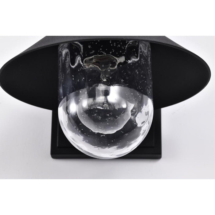 SATCO/NUVO Ridge Small Outdoor Lantern Black Finish Clear Seeded Glass (60-8540)