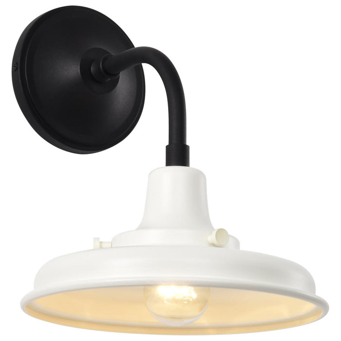 SATCO/NUVO Morris Small Outdoor Lantern Black Finish White Shade (60-8560)