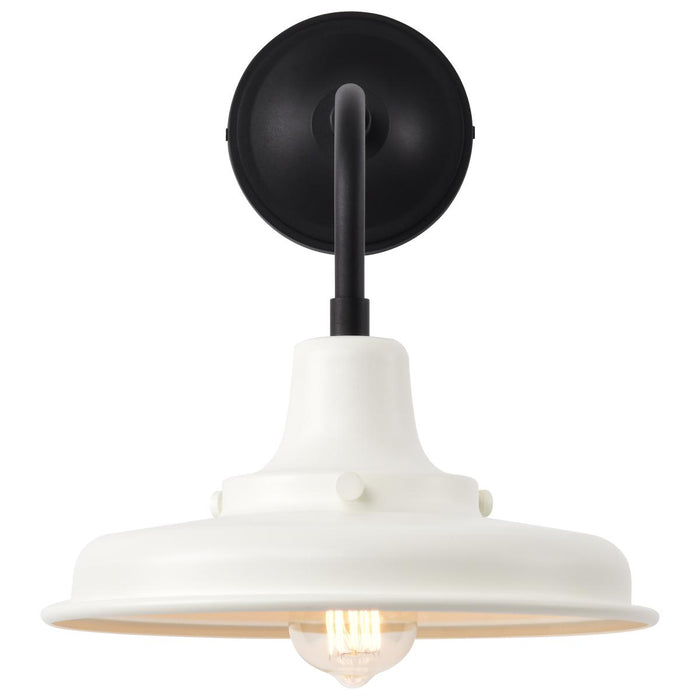 SATCO/NUVO Morris Medium Outdoor Lantern Black Finish White Shade (60-8561)