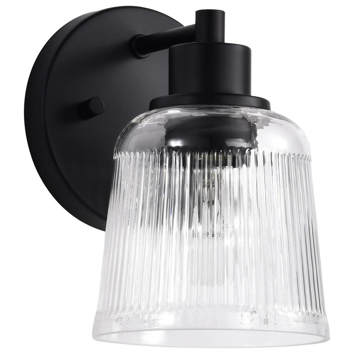 SATCO/NUVO Grayson 1 Light Vanity Matte Black Finish Clear Ribbed Glass (60-8601)