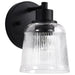 SATCO/NUVO Grayson 1 Light Vanity Matte Black Finish Clear Ribbed Glass (60-8601)