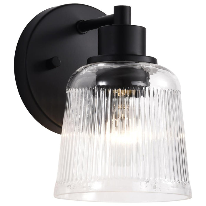 SATCO/NUVO Grayson 1 Light Vanity Matte Black Finish Clear Ribbed Glass (60-8601)