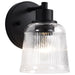 SATCO/NUVO Grayson 1 Light Vanity Matte Black Finish Clear Ribbed Glass (60-8601)