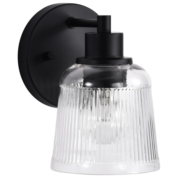 SATCO/NUVO Grayson 1 Light Vanity Matte Black Finish Clear Ribbed Glass (60-8601)