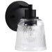 SATCO/NUVO Grayson 1 Light Vanity Matte Black Finish Clear Ribbed Glass (60-8601)