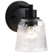 SATCO/NUVO Grayson 1 Light Vanity Matte Black Finish Clear Ribbed Glass (60-8601)