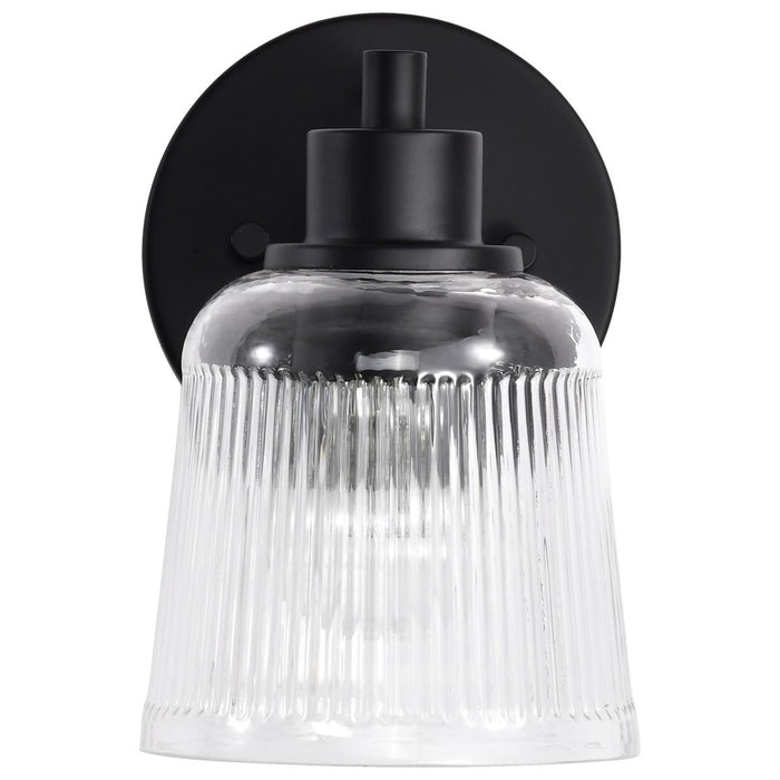 SATCO/NUVO Grayson 1 Light Vanity Matte Black Finish Clear Ribbed Glass (60-8601)