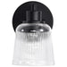 SATCO/NUVO Grayson 1 Light Vanity Matte Black Finish Clear Ribbed Glass (60-8601)