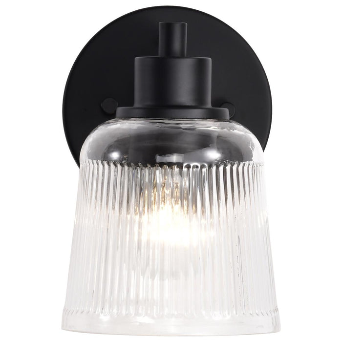 SATCO/NUVO Grayson 1 Light Vanity Matte Black Finish Clear Ribbed Glass (60-8601)