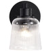 SATCO/NUVO Grayson 1 Light Vanity Matte Black Finish Clear Ribbed Glass (60-8601)