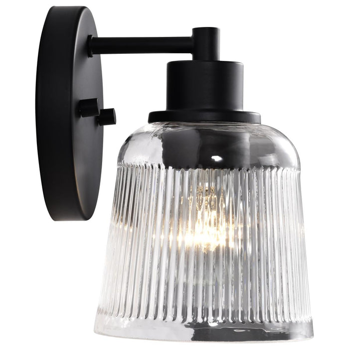 SATCO/NUVO Grayson 1 Light Vanity Matte Black Finish Clear Ribbed Glass (60-8601)