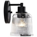 SATCO/NUVO Grayson 1 Light Vanity Matte Black Finish Clear Ribbed Glass (60-8601)