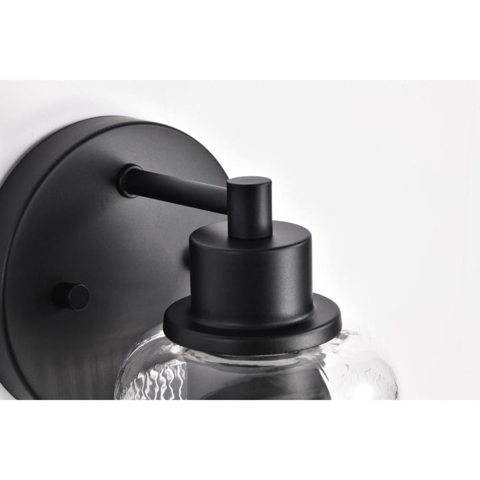 SATCO/NUVO Grayson 1 Light Vanity Matte Black Finish Clear Ribbed Glass (60-8601)