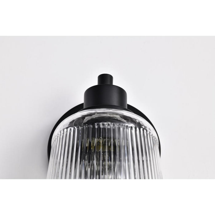SATCO/NUVO Grayson 1 Light Vanity Matte Black Finish Clear Ribbed Glass (60-8601)
