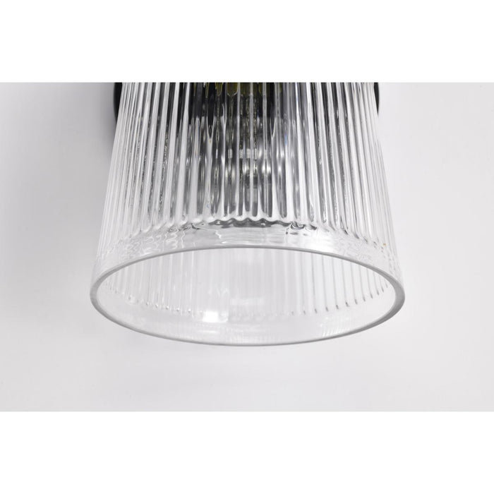 SATCO/NUVO Grayson 1 Light Vanity Matte Black Finish Clear Ribbed Glass (60-8601)
