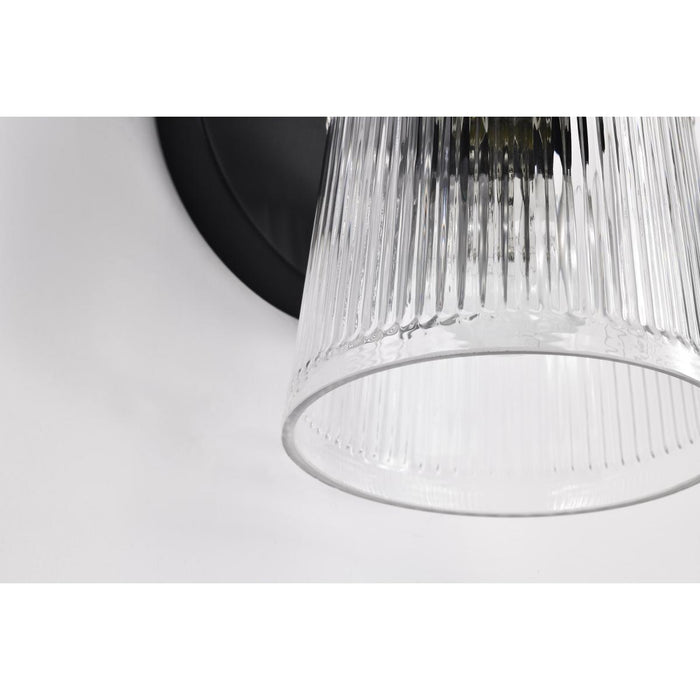 SATCO/NUVO Grayson 1 Light Vanity Matte Black Finish Clear Ribbed Glass (60-8601)
