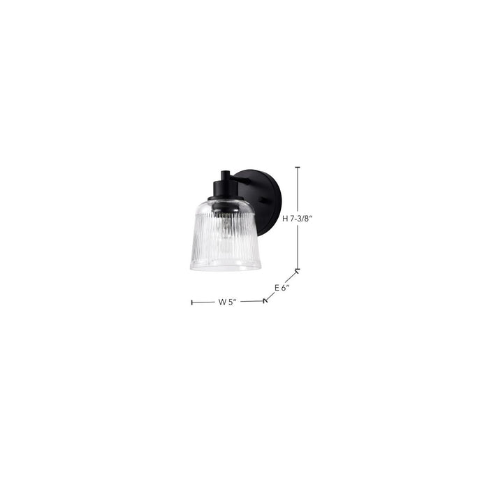 SATCO/NUVO Grayson 1 Light Vanity Matte Black Finish Clear Ribbed Glass (60-8601)